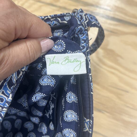 Vera Bradley Crossbody Bag Blue Paisley Triple Zip Adjustable Strap Travel - Picture 7 of 14